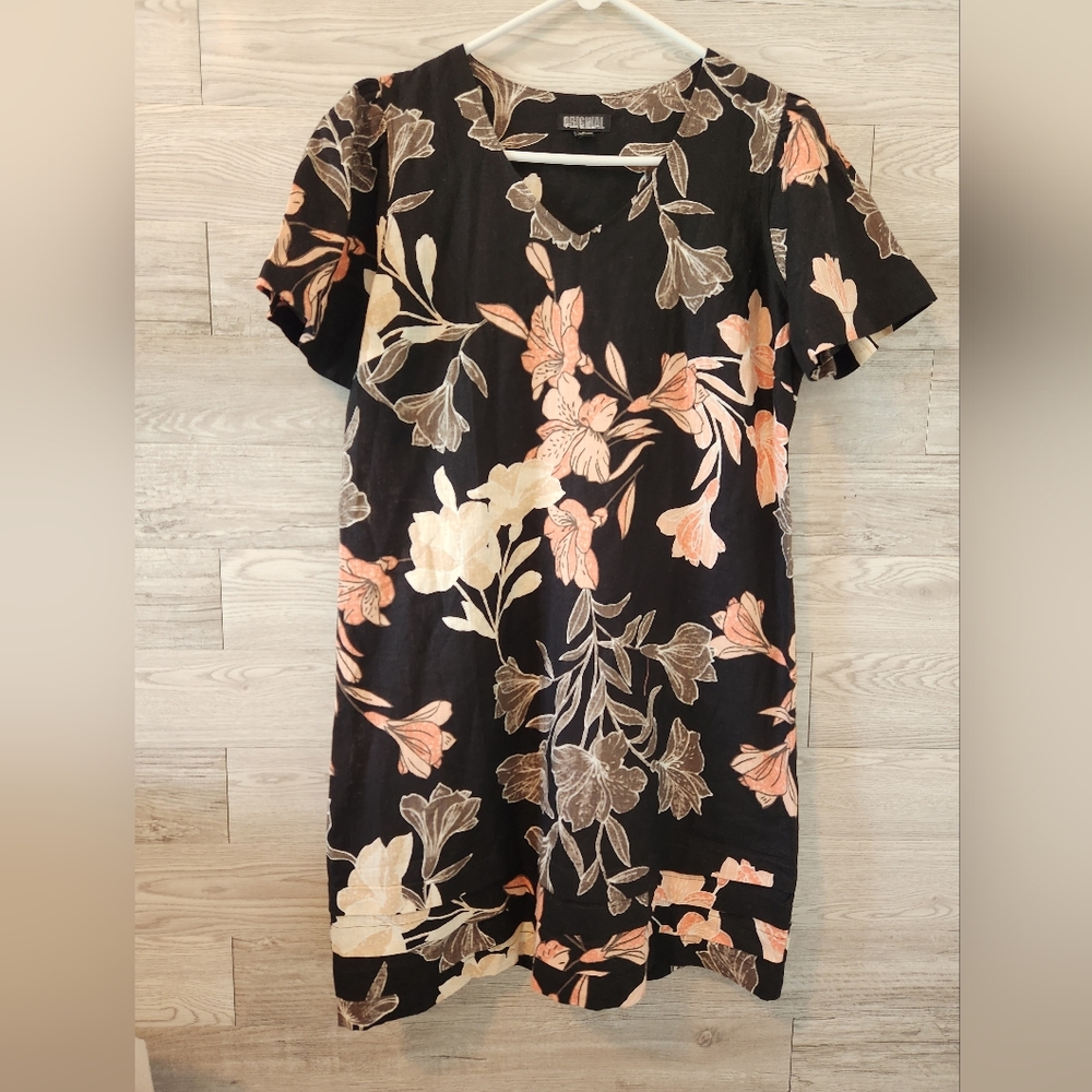 ORIGINAL by Nicole Miller Linen Dress - Black and Coral Casual Dress
